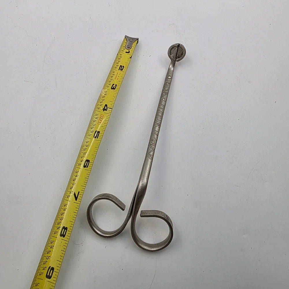 Wickman Silver Tone Metal Candle Wick Trimmer Snuffer Scissor Style Scroll